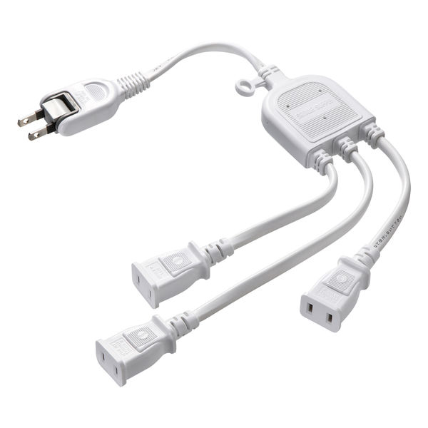 延長コード 電源タップ 0.5m 2P（ピン） 3個口 ホワイト TAP