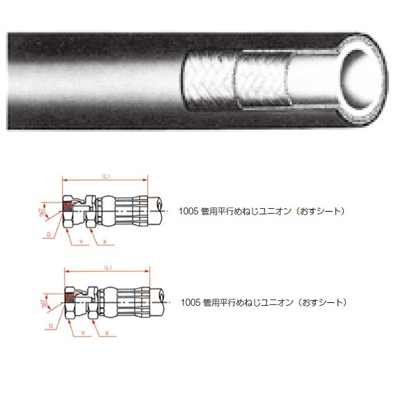 横浜ゴム（YOKOHAMA） 一般油圧ホース 400mm 両端1005金具 L35-6 L35-6-400 1005+1005 1本（0.4m）（直送品）