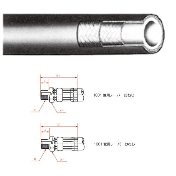 横浜ゴム（YOKOHAMA） 一般油圧ホース 500mm 両端1001金具 L35-6 L35-6-500 1001+1001 1本（0.5m）（直送品）