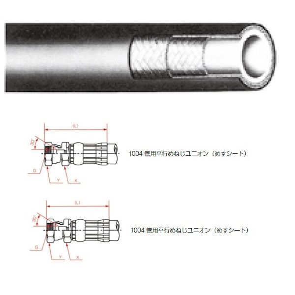 横浜ゴム 一般油圧ホース 2900mm 両端1004金具 L35ー12 L35-12-2900 1004+1004 1本(2.9m)（直送品）