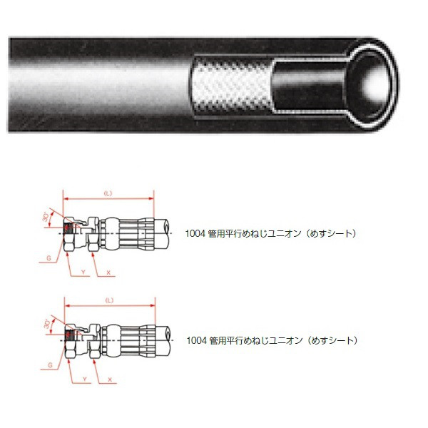 横浜ゴム（YOKOHAMA） 一般油圧ホース 2900mm 両端1004金具 L35-19 L35-19-2900 1004+1004（直送品）