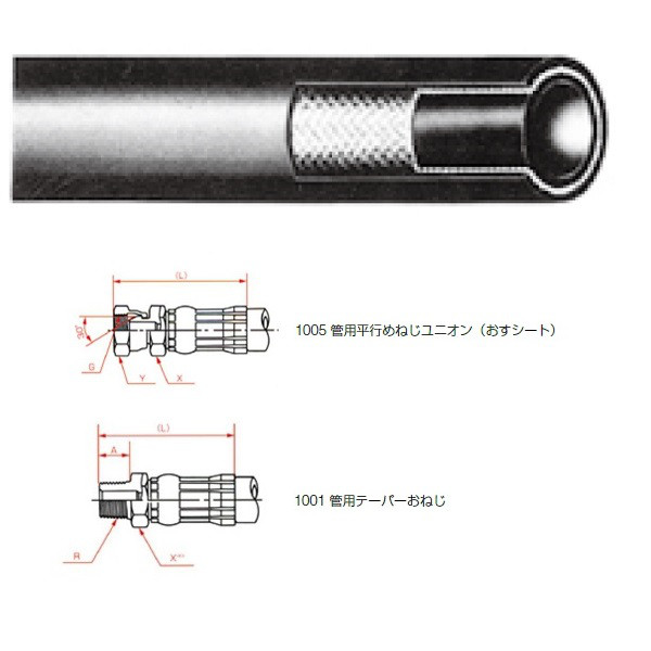 横浜ゴム 一般油圧ホース 400mm 1005金具・1001金具 L35ー1 L35-19-400 1005+1001 1本(0.4m)（直送品）