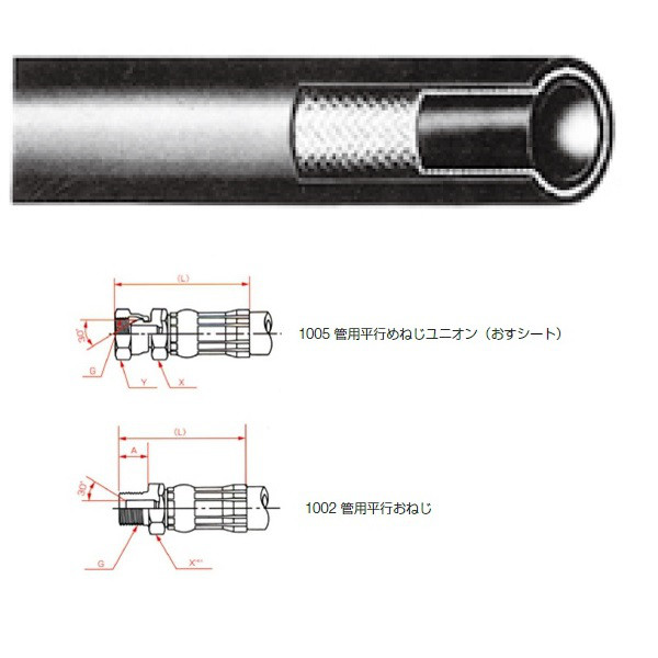 横浜ゴム 一般油圧ホース 300mm 1005金具・1002金具 L35ー1 L35-19-300 1005+1002 1本(0.3m)（直送品）