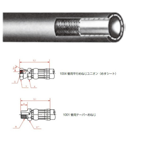 一般油圧ホース 5000mm 1004金具・1001金具 SWP210-6 SWP210-6-5000 1004+1001（直送品）