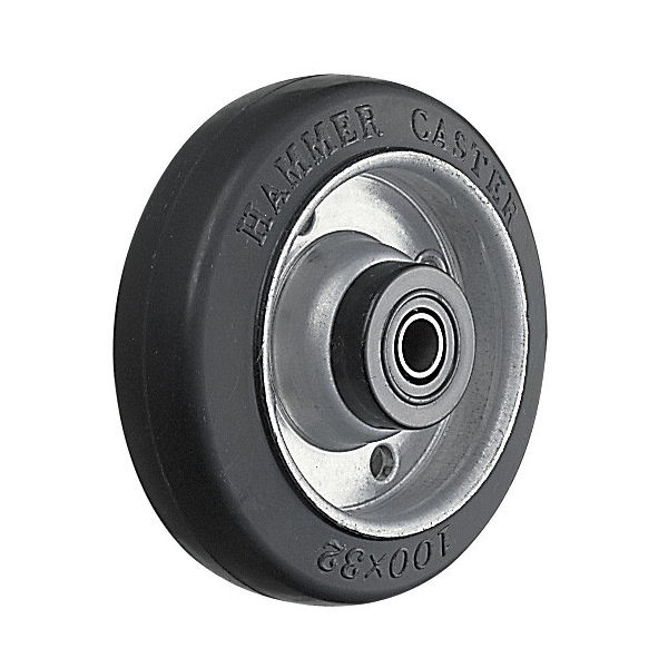 ハンマーキャスター 鉄板ホイールゴム巻車輪ローラーベアリング入100mm435SーRB100 435SーRB100 1セット(4個)（直送品）