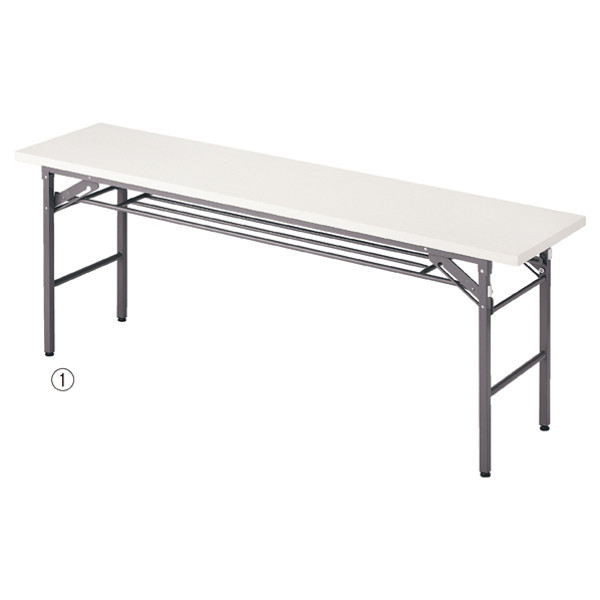 ストア・エキスプレス 折りたたみテーブル W180cm 棚付き ホワイト D60cm 7190-37（直送品）