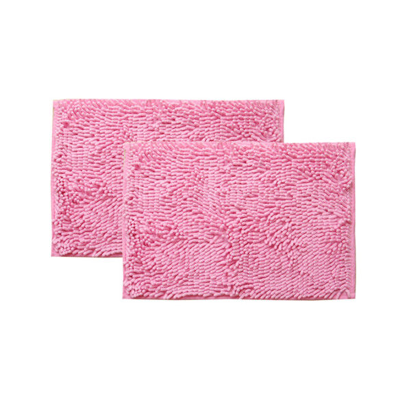 イケヒコ バスマット 洗える 吸水 速乾 無地 『クリア』 ピンク 2枚セット 約35×50cm 3440850（直送品）