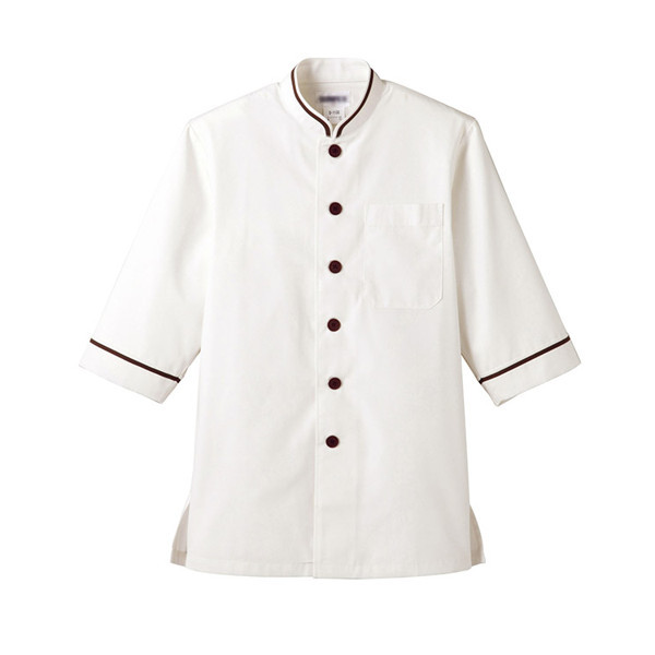男女兼用ショップコート七分袖 3L ホワイト×ブラウン D1130-0006 サーヴォ（旧サンペックスイスト）（直送品）