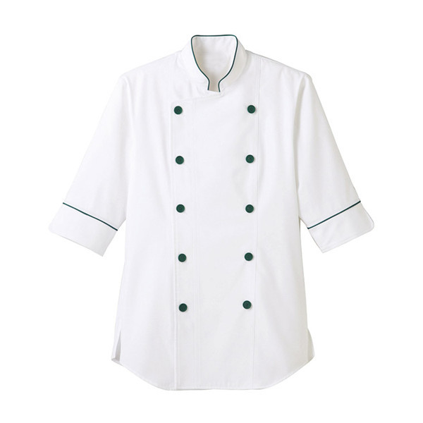男女兼用ショップコート七分袖 3L ホワイト×グリーン ET1137-0006 サーヴォ（旧サンペックスイスト）（直送品）