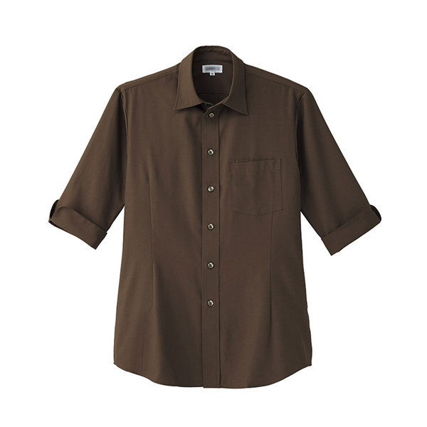 男女兼用シャツ七分袖 L ブラウン ET5733-0003 1着 サーヴォ（旧サンペックスイスト）（直送品）