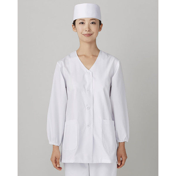 女性用調理衣長袖 4L ホワイト FA330-0007 1着 サーヴォ（旧サンペックスイスト）（直送品）