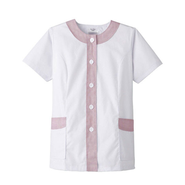 女性用デザイン白衣 4L ホワイト×ピンク FA724-0007 サーヴォ（旧サンペックスイスト）（直送品）