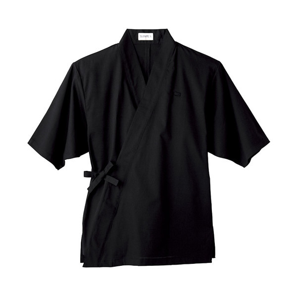 男女兼用作務衣半袖 S ブラック H2094-0001 1着 サーヴォ（旧サンペックスイスト）（直送品）