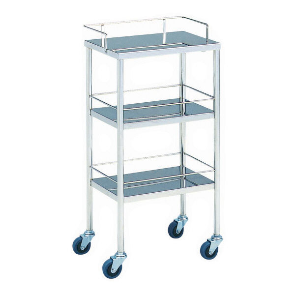 【軒先渡し】松吉医科器械 器械台 3段 φ75mmキャスター(静音) 手摺付 MY-1017B 1台 01-2245-00（直送品）