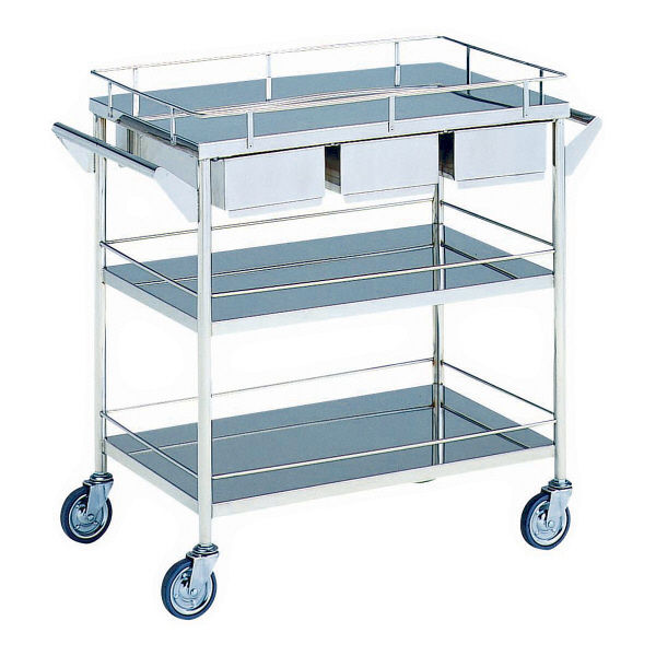 松吉医科器械 回診車 引出付3段 幅750mm MY-1039 1台 01-2300-01（直送品）