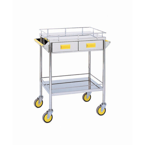 松吉医科器械 カラー回診車 引出付2段 幅750mm ブルー MY-1105P 1台 20-4000-05（直送品）