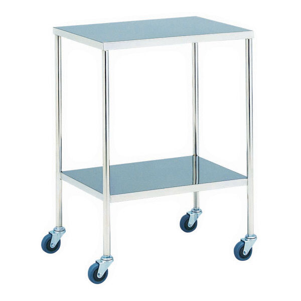 松吉医科器械 器械台 手摺なし φ75mmキャスター(静音) 2段 幅750mm MY-1500B 1台 01-2260-11（直送品）
