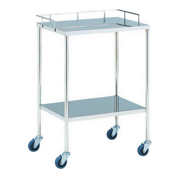 松吉医科器械 器械台 手摺付 φ75mmキャスター（静音） 2段 幅750mm MY-1501B 1台 01-2265-11（直送品）