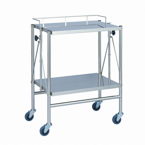 松吉医科器械 折りたたみ式器械台(自立型) 2段・手摺付 幅600mm MY-1582 1台 24-5063-00（直送品）