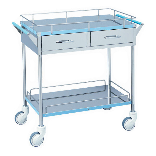 松吉医科器械 カラーライン回診車 幅600mm ブルー MY-CL210B 1台 24-2523-01（直送品）