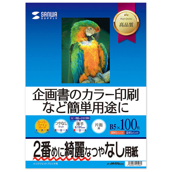 サンワサプライ インクジェットスーパーファイン用紙 B5 100枚 JP-EM4NB5N 1個（直送品）