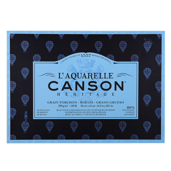 キャンソン ヘリテージ水彩紙 ブロック 荒目 (360×510mm) 20枚 1冊 100720014 (直送品)（直送品）
