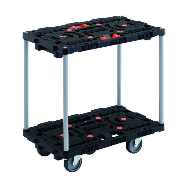 TRUSCO 連結式樹脂製2段台車 ビートル 700X450 自在5輪 とめたろう付 ハンドルなし BT720J5-E100T 1台（直送品）