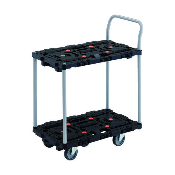 トラスコ中山 TRUSCO 連結式樹脂製2段台車 ビートル 700X450 自在5輪 ハンドル付 BT724J5-E100 1台（直送品）