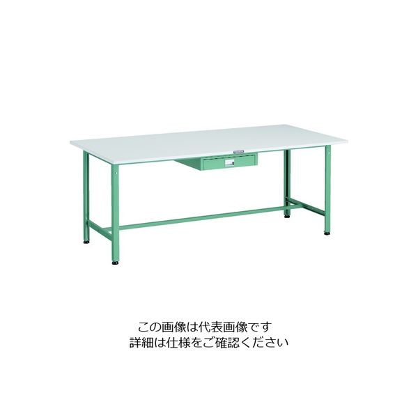 TRUSCO 軽荷重作業台(300kg)AE型 1800X900XH740 薄型1段引出し付 グリーン色 AE-1809UDC1 1台（直送品）