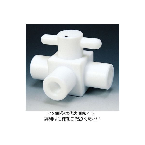 フロンケミカル PTFE コンパクト三方ボールバルブ RC3/8 フッ素ゴム NR1204-002 1個 735-1445（直送品）
