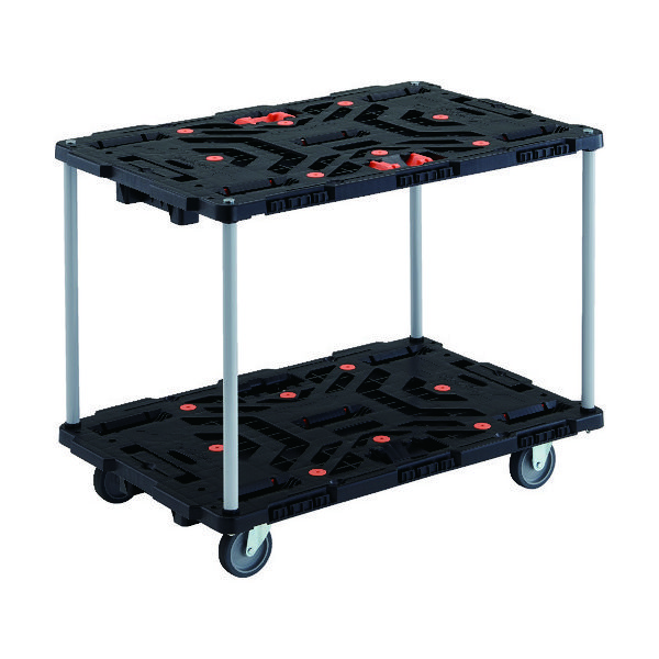 TRUSCO 連結式樹脂製2段台車 ビートル 900X600 自在3輪 とめたろう付 ハンドルなし BT920J3-E100T 1台（直送品）