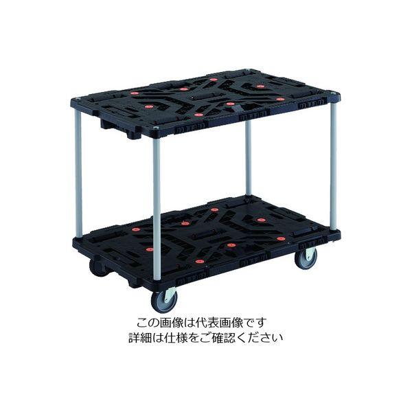 トラスコ中山 TRUSCO 連結式樹脂製2段台車 ビートル 900X600 自在3輪 ハンドルなし BT920J3-E100 1台（直送品）