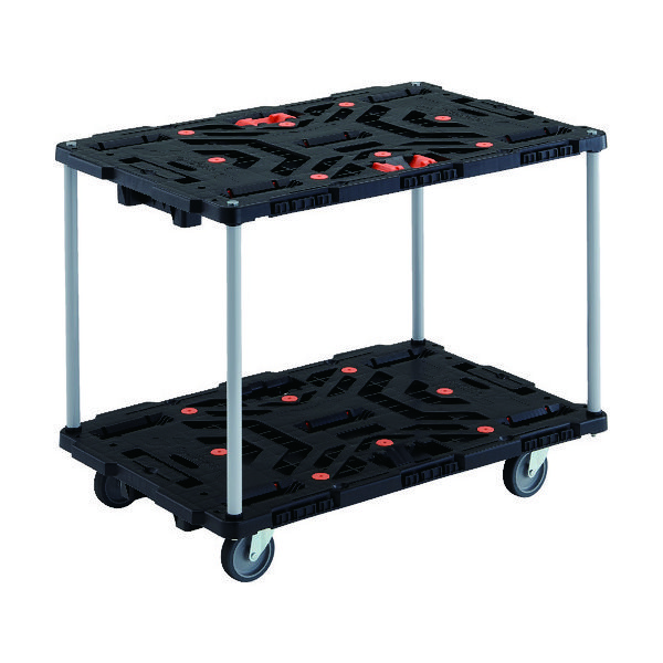 TRUSCO 連結式樹脂製2段台車 ビートル 900X600 自在5輪 とめたろう付 ハンドルなし BT920J5-E100T 1台（直送品）