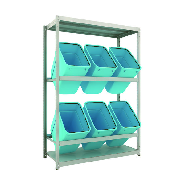 TRUSCO スチールラック ゴミ箱ラック M1.5型 H2100XW1460XD595 2段 RBKー90 6個付 M1.5-7562D2（直送品）