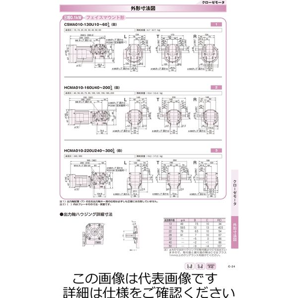 椿本チエイン クローゼモータ HCMA010ー220U240L 1個（直送品） 43,556円