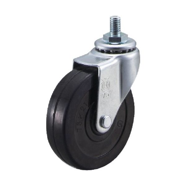 ねじ込み式 自在 キャスター ゴム 車輪径75mm Eタイプ ET型 ネジ寸法W3/8×14山数16 ET-75RH-W3/8-14 1個（直送品）