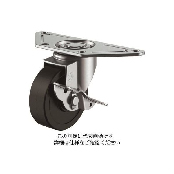 プレート式 自在 キャスター ゴム 車輪径50mm ストッパー付き Sタイプ SGCーS型 取付寸法139×55×42 SGC-50RHS（直送品）