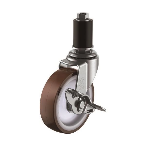 ユーエイ ゴムパイプ 差込みキャスター自在車S付き 75径ウレタン車輪 LTF-75URS