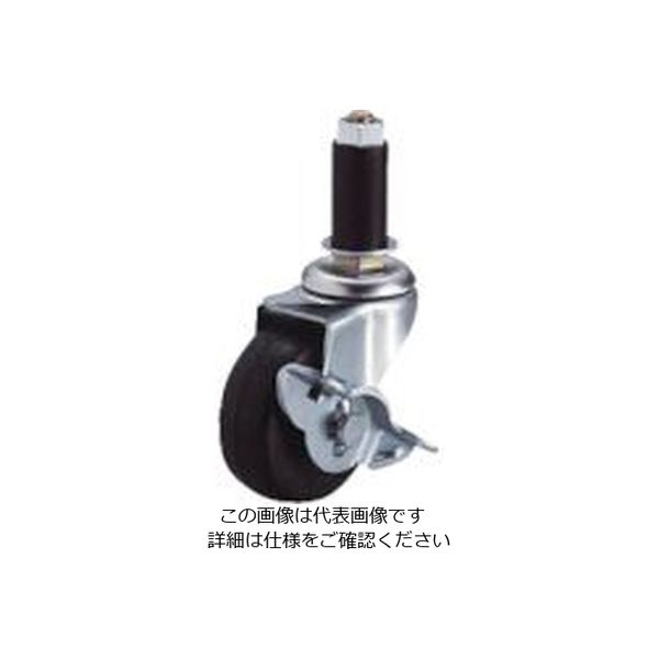 差し込み式 自在 キャスター ゴム 車輪径50mm ストッパー付き Lタイプ LTFーS型 パイプ径18 LTF-50RS-18 1個（直送品）