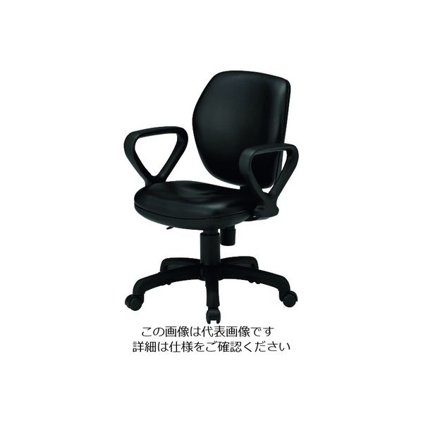 藤沢工業 TOKIO オフィスチェア FSTー77L ループ肘付 ブラック(レザー) FST-77ALBK 1脚 195-4043（直送品）