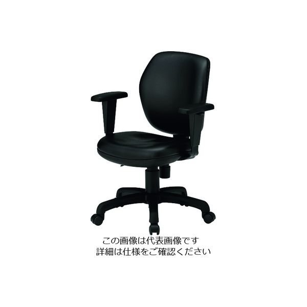 藤沢工業 TOKIO オフィスチェア FSTー77L T肘付 ブラック(レザー) FST-77ATLBK 1脚 195-4048（直送品）