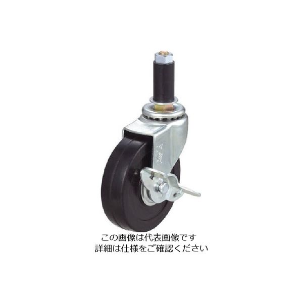 差し込み式 自在 キャスター ゴム 車輪径40mm ストッパー付き Lタイプ LTFーS型 パイプ径24 LTF-40RS-24P 1個（直送品）