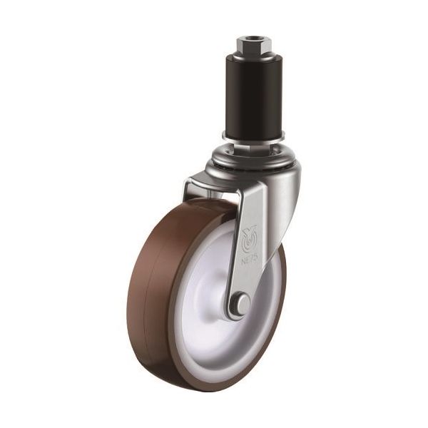 ユーエイ 差し込み式 自在 キャスター ウレタン 車輪径75mm Lタイプ LTF型 パイプ径18 LTF-75UR-18 1個（直送品）