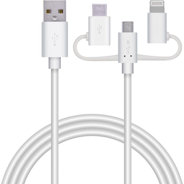 iPhoneスマホ用 まとまるケーブル 3way マイクロUSB タイプC