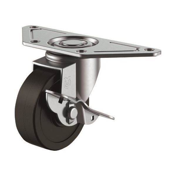 プレート式 自在 キャスター ゴム 車輪径75mm ストッパー付き Sタイプ SGCーS型 取付寸法139×55×42 SGC-75RHS（直送品）