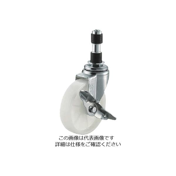差し込み式 自在 キャスター ナイロン 車輪径50mm ストッパー付き Lタイプ LTFーS型 パイプ径18 LTF-50NS-18 1個（直送品）
