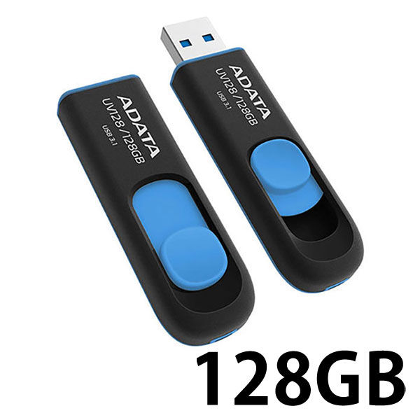 ADATA ＵＳＢ３．０対応スライド式ＵＳＢメモリー　１２８ＧＢ AUV128-128G-RBE 1個