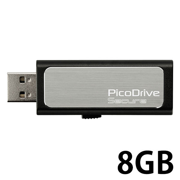 グリーンハウス USB3.0メモリースライド式 PicoDrive Secure 8GB GH-UF3SR8G-A 1本 - アスクル