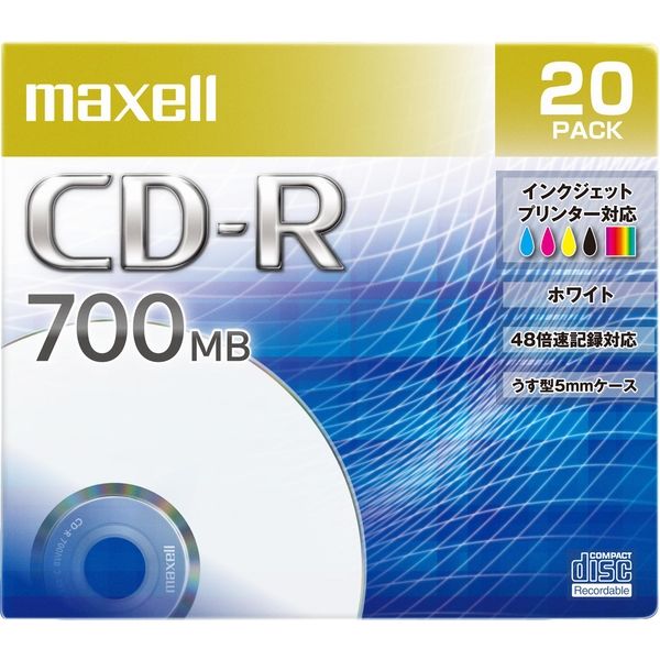 マクセル データ用 CD-R 700MB 48倍速 1パック（20枚入） CDR700S.PNW.20S