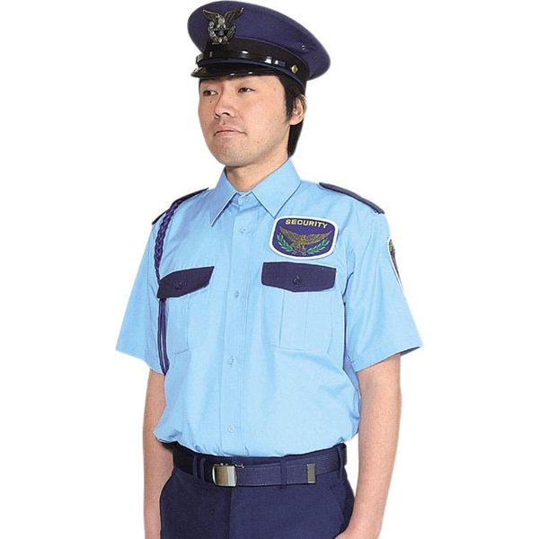 モビメントコスモ 【警備服】夏服 立襟シャツ 水色ツートン 半袖